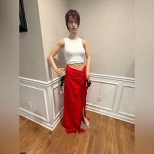 Minaa Monroe Chic Red Maxi Wrap Skirt with high split